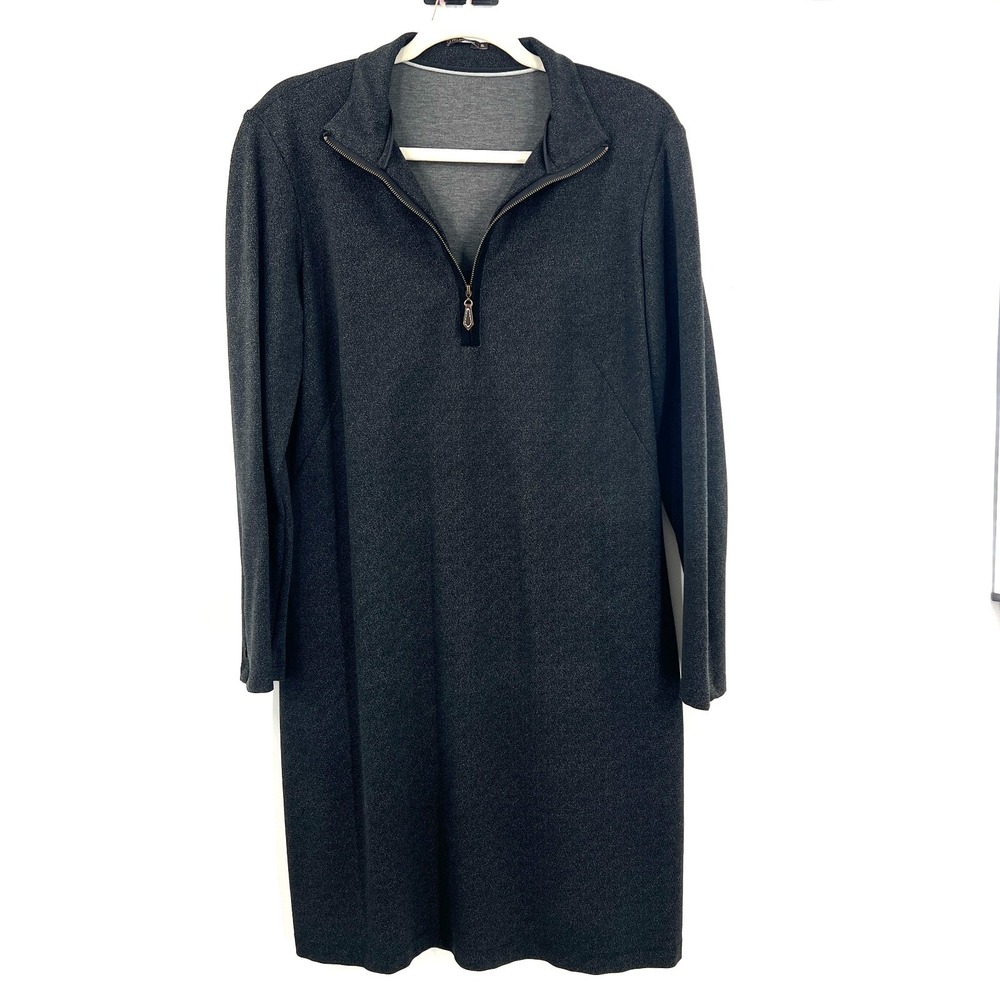 J. Mclaughlin 1/4 zip speckled black long sleeve scuba dress sheath preppy XL - Picture 13 of 13